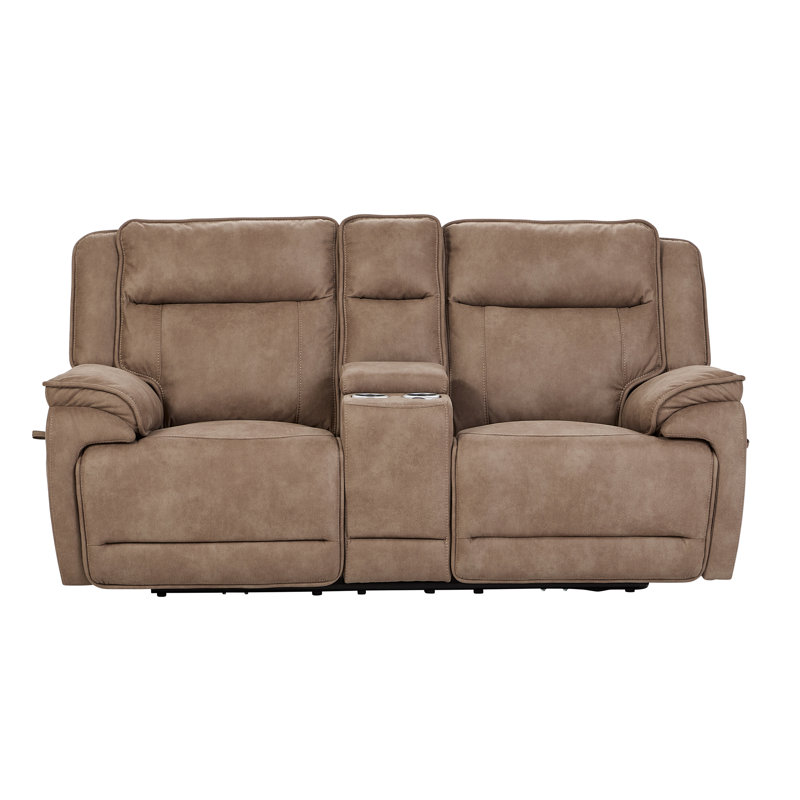 Hochstetler Upholstered Power Double Reclining Loveseat, Derby Fawn, Derby Fawn