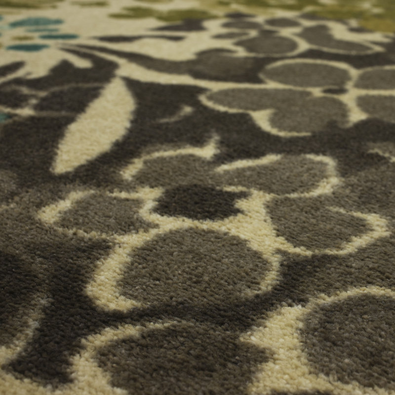 SantaCruz Blue/Green Traditional Floral Area Rug, Rectangle 1'8" x 2'10"