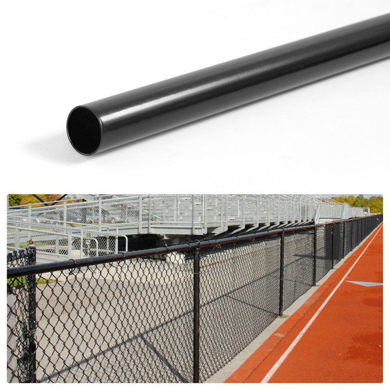 Rail supérieur de clôture 1-5 / 8 po, tuyau galvanisé noir thermolaqué de 10 pi pour la clôture à maillons de chaîne, pièces de maillon de chaîne, quincaillerie, accessoires, simple