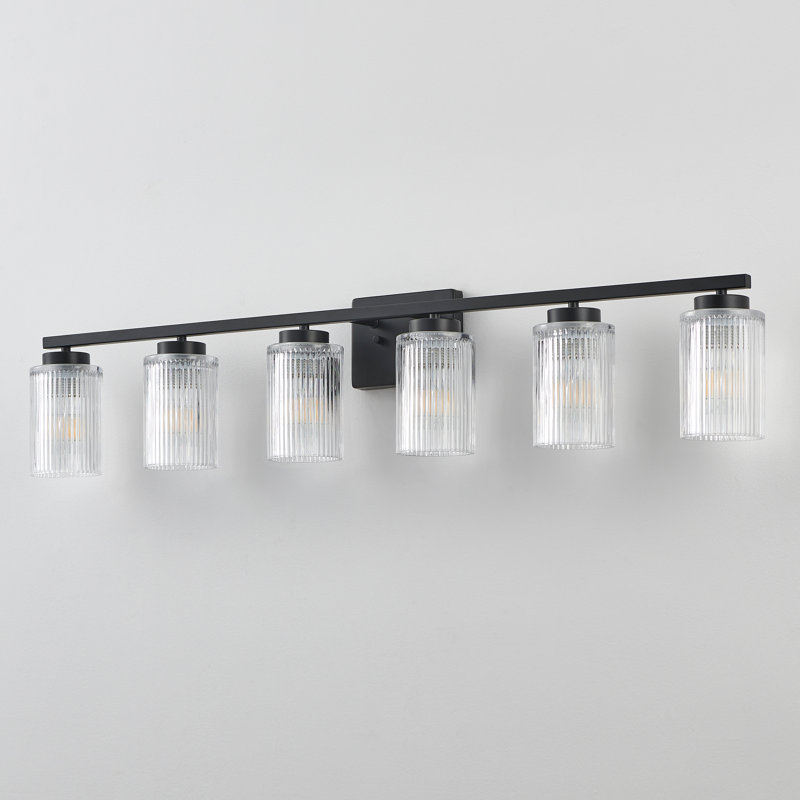 Collection de luminaire Lurigid, H 8,3 po x l 43,25 po x P 5,75 po, Noir, Six lumières