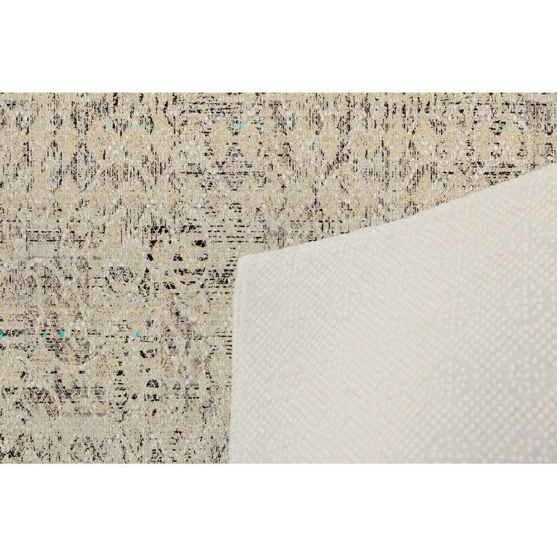 Tapis tissé élégant (4,6 x 7,2 pieds), 100% polyester, hauteur des poils de 0,4 po | Antibactérien, antidérapant, dessous lavable à la machine | Impression 3D numérique | Parfait pour le salon, la chambre à coucher et la salle à manger