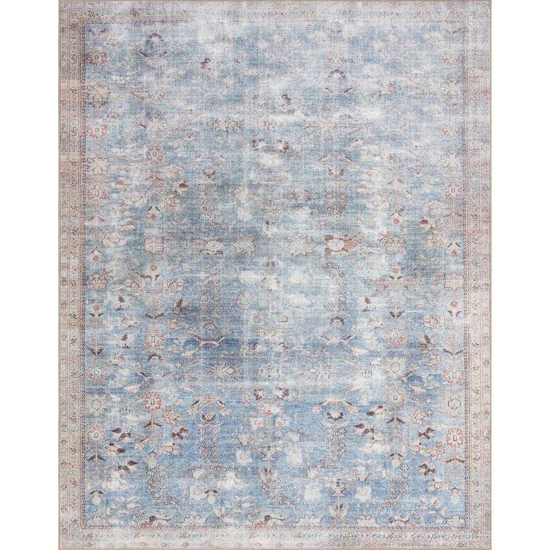 Tapis oriental bleu / beige Georgitte, Rectangle 2 pi 3 po x 3 pi 9 po
