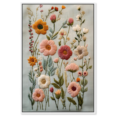 Embroidered Eden II Canvas Floral Embroidery Prints by Art Remedy