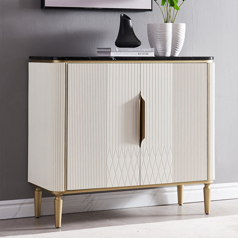 Armoire de hall d'entrée de style luxueux, Blanc, 35.43" H x 39.37" W x 11.81" D