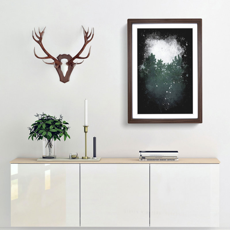 Snowing Upon The Trees - Painting, 33cm H x 24cm W x 2cm D, Walnut Single Picture Frame Wood