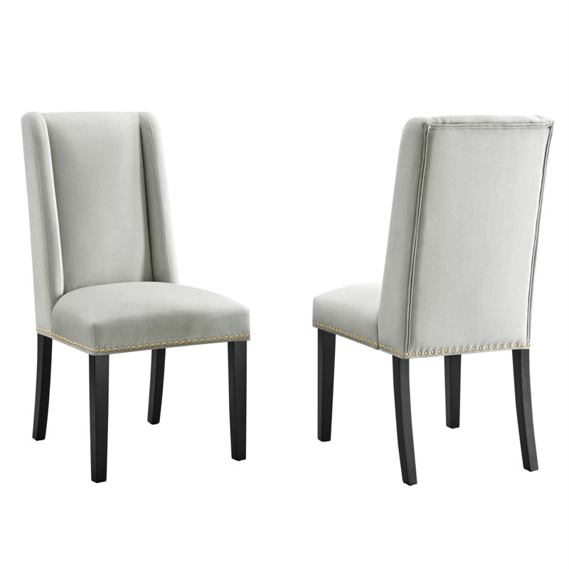 Ensemble de 2 chaises de salle à manger en velours Modway Baron Performance, Gris clair