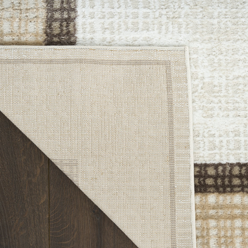 Tapis d'intérieur moderne ivoire Leuchte, Rectangle 4pi x 6 pi