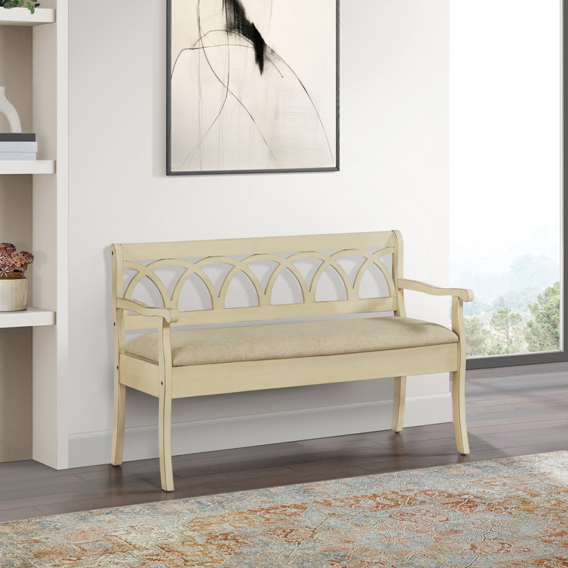Ogburn Polyester Blend Upholstered Storage Bench, Antique White