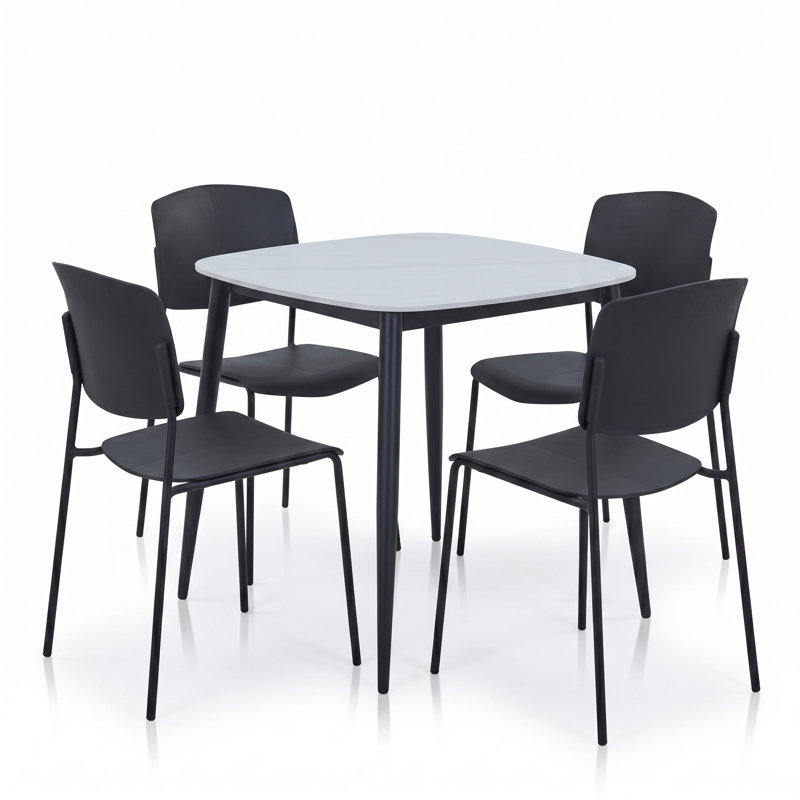 Surgoinsville Dining Set, Black, Sintered Stone