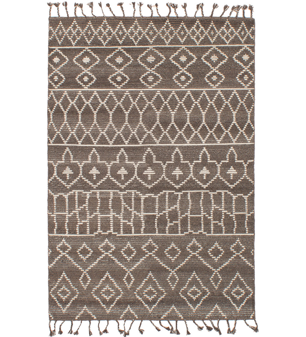Grogan Geometric Hand Knotted Wool Brown/Dark Gray Area Rug Isabelline Rug 