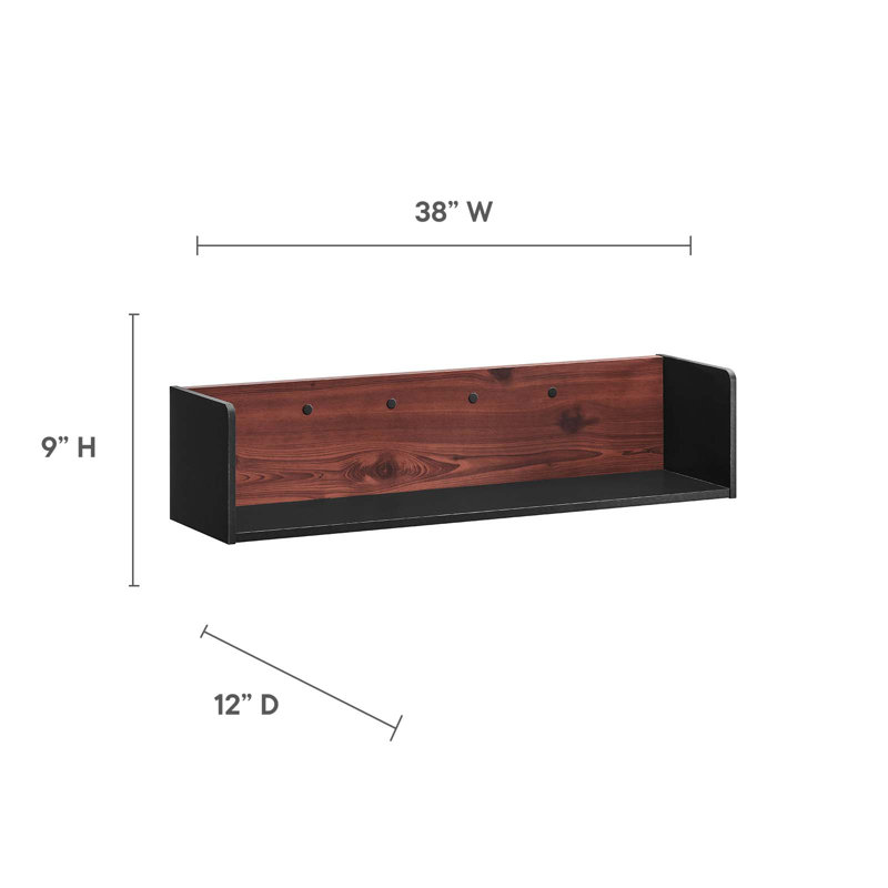 Bureau mural avec armoire et tablette Modway Kinetic, H 23 po x l 76 po x P 18 po, Noir/cerise