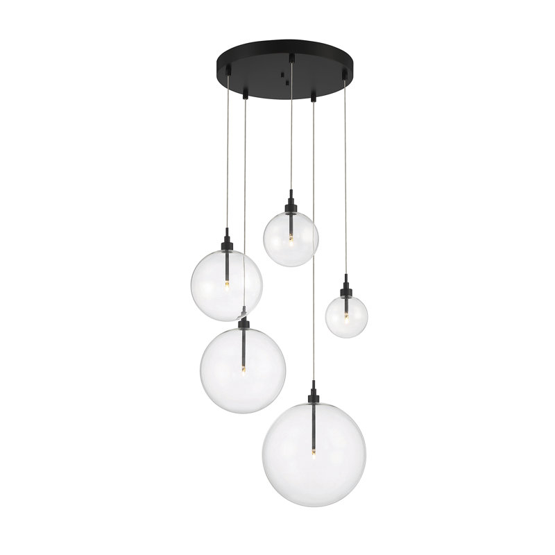 Lustre 5 lumières en bronze huilé Jensi, Bronze huilé