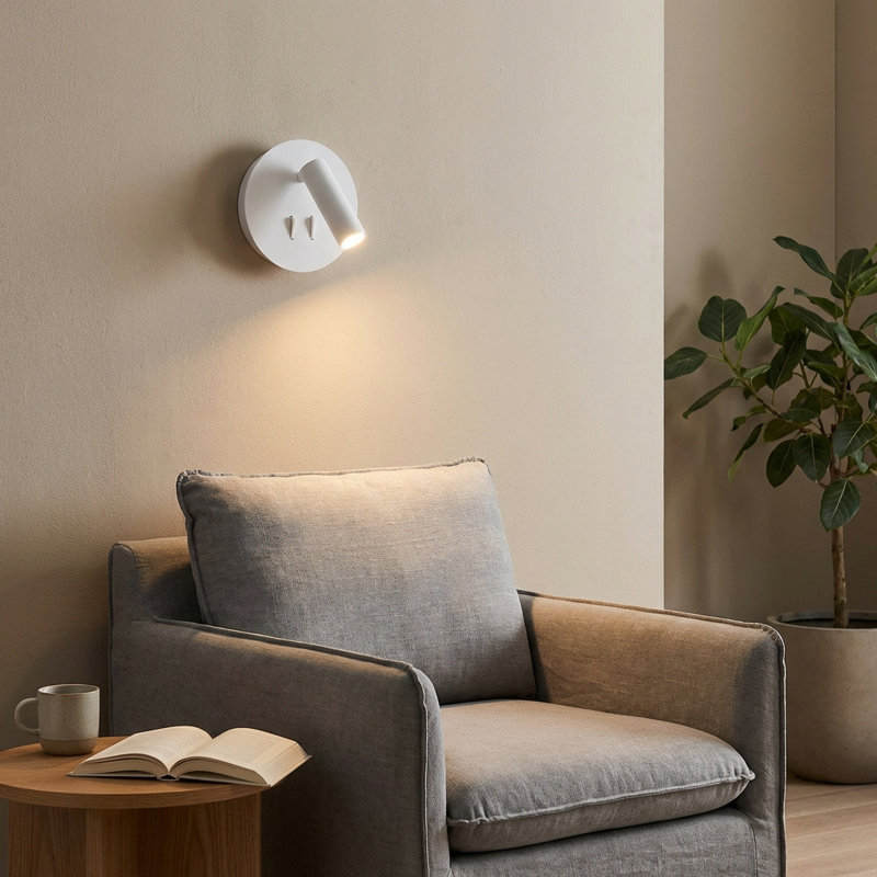 Pacitte Modern Adjustable Wall Light With Reading Light And Ambient Light - 3w + 6w-3000k For Bedrooms, White