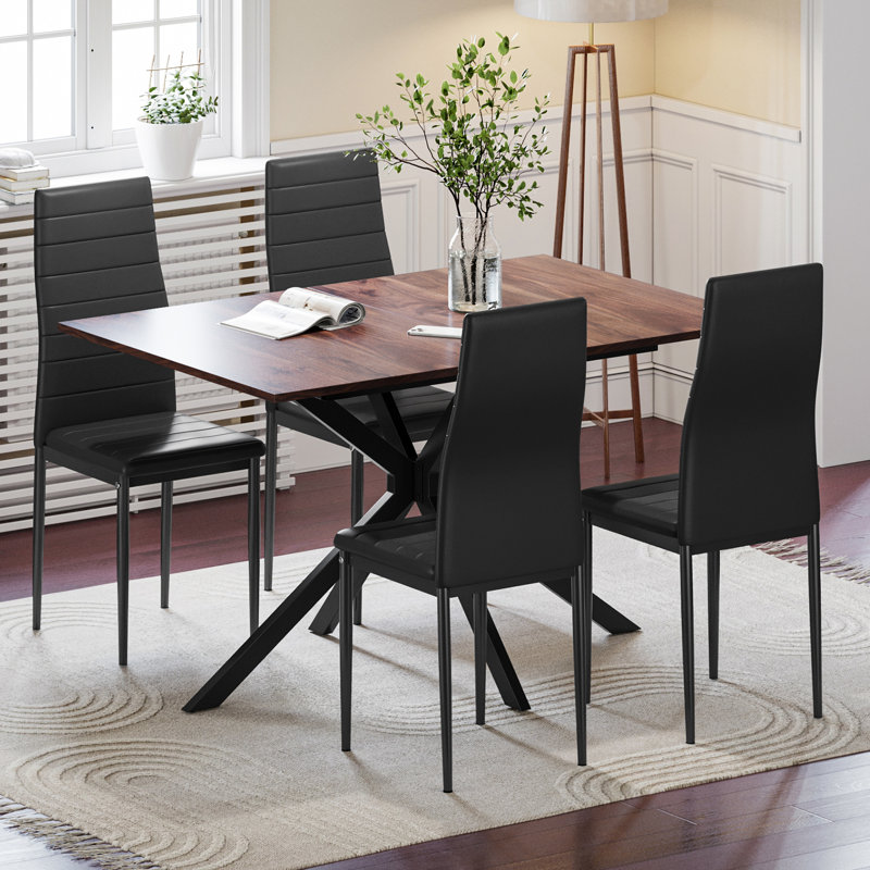 4 - Person Dining Set, Black, Brown