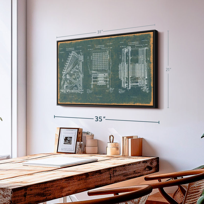 Impression sur toile bleu sarcelle calculatrice, H 21 po x l 31 po