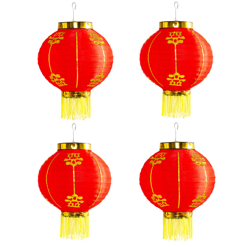 4 Piece Traditional Chinese Decorative Red Lantern