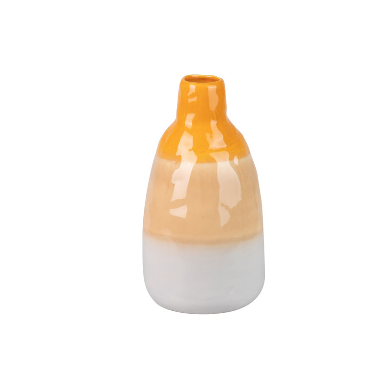 Ceramic Vase 20x20x38 Cm, White/Yellow