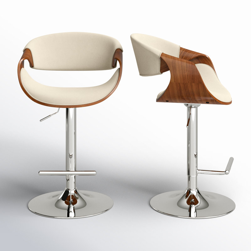 Archaimbaud Swivel Adjustable Height Bar Stool, Cream Basketweave