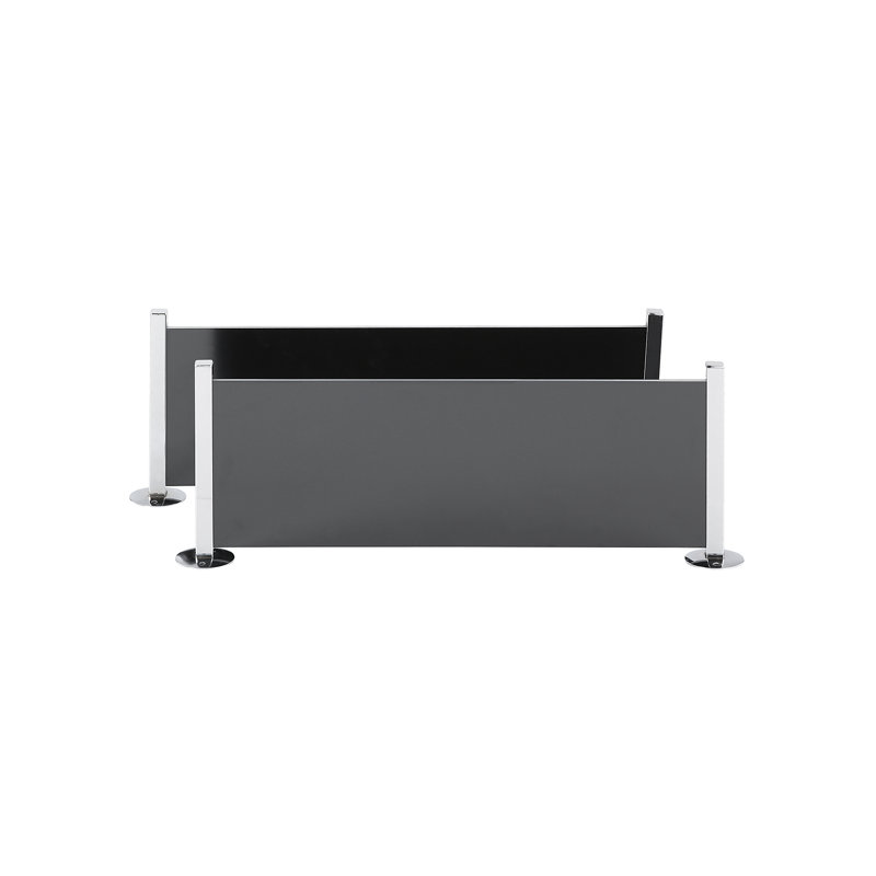 2 Piece Glass Floating Shelf, Silver / Black