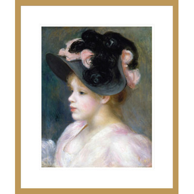 «Jeune fille au chapeau rose et noir» par Pierre-Auguste Renoir, impression giclée encadrée