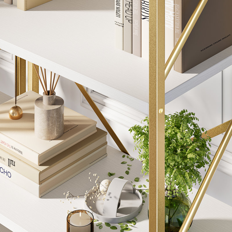 Étagère à livres H 62,2 po x l 23,6 po Milliner, Doré / Blanc