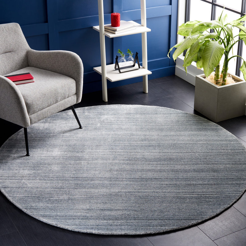 Fabian Hand-Woven Flatweave Ash Area Rug, Round 6'