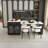 80-Inch Expandable Kitchen Island With Dining Table, Marble-Grain Countertop With Power Outlet, Mobile Storage Cart With Cabinet & 2 Drawers, Kitchen Prep Table (Black)
