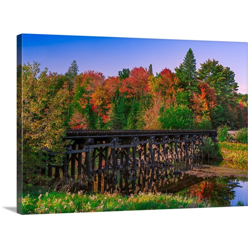 « michigan rail bridge ii », reproduction de photo sur toile, H 18 po x l 24 po x P 1,25 po