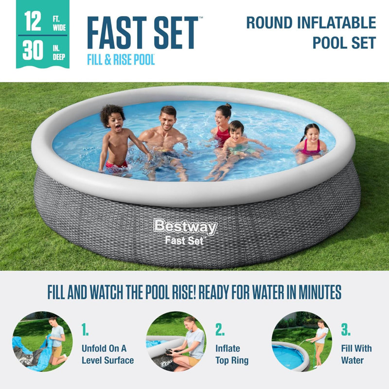 Polyvinyl Chloride (PVC) Round Inflatable Pool 30'' H x 144'' W x 144'' L