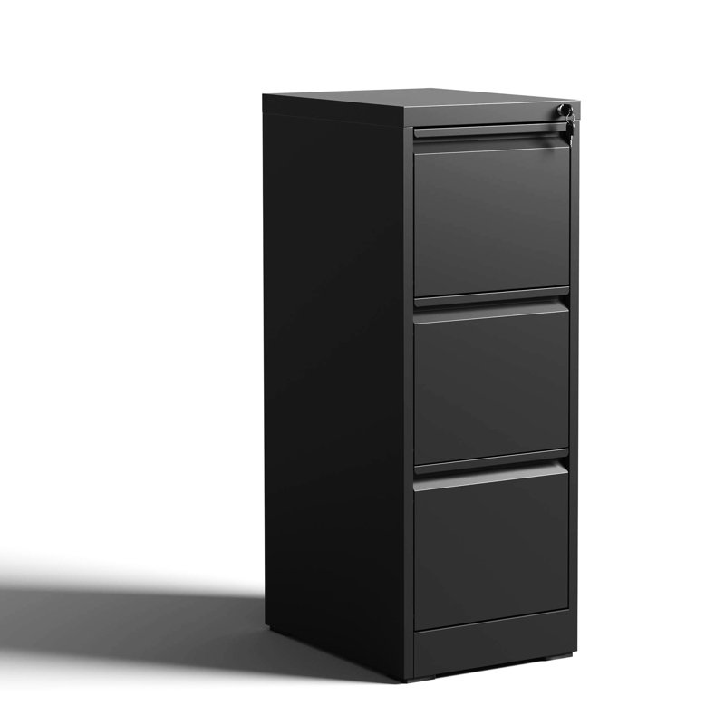 3 classeurs en métal avec serrure, construction en acier, inclinable, tiroirs pleine extension pour le rangement de documents de bureau / maison