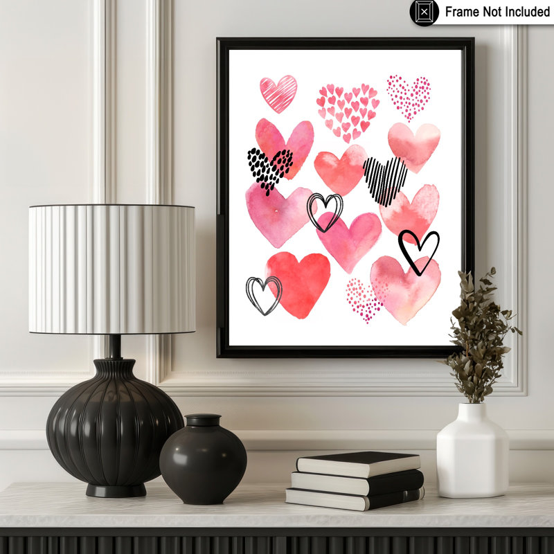 Watercolor Hearts No2, Sans cadre, Affiche, H 11 po x l 14 po