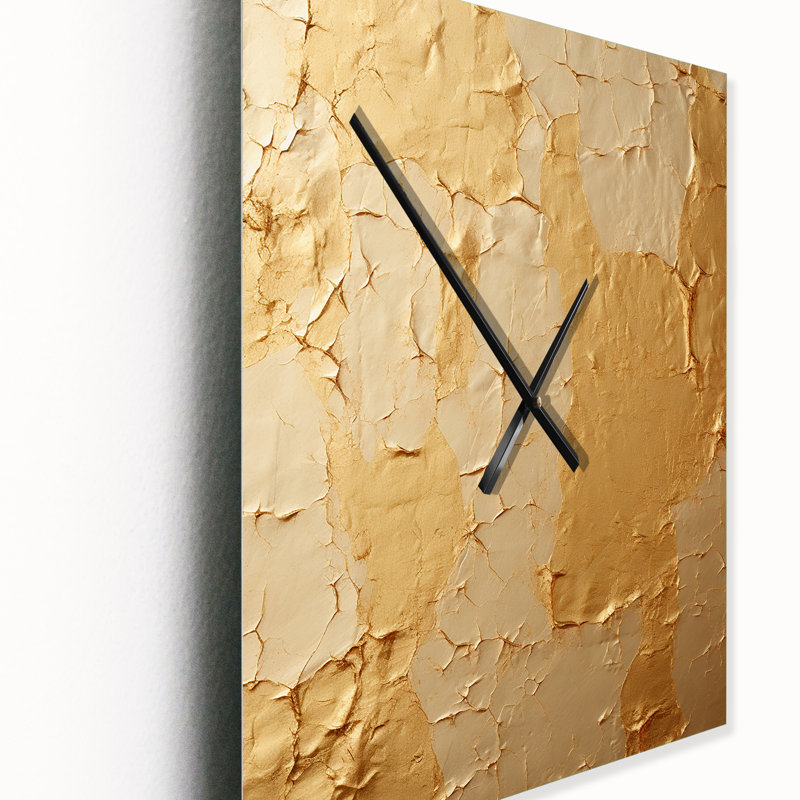 Gentle Abundance Retro Gold Abstract - Peinture abstraite horloges murales, Grand