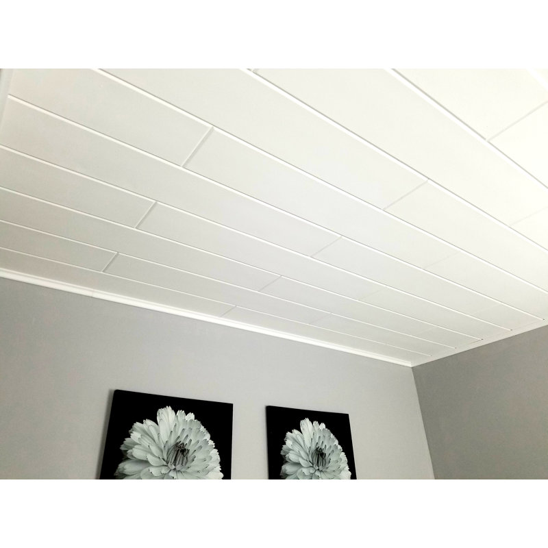 39.4'' L x 6.5'' W Smooth Polystyrene Glue Up Ceiling Tile In White