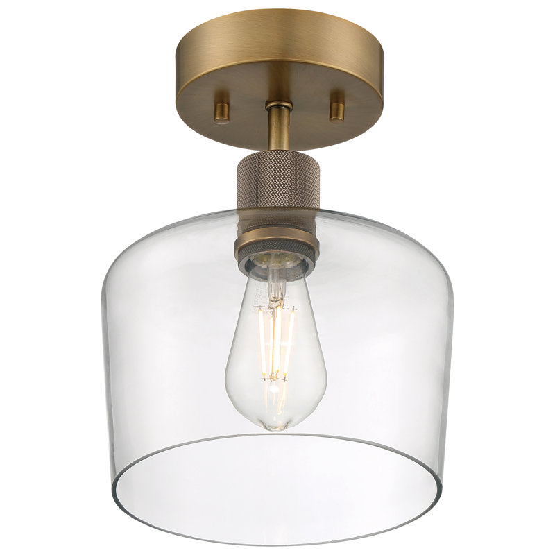 Southglenn Glass Semi Flush Mount, Antique Brushed Brass