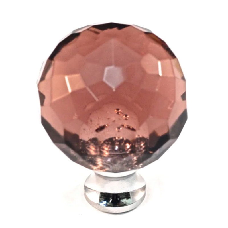 Poignée ronde de 1 3/16 po de diamètre, Améthyste, Nickel poli