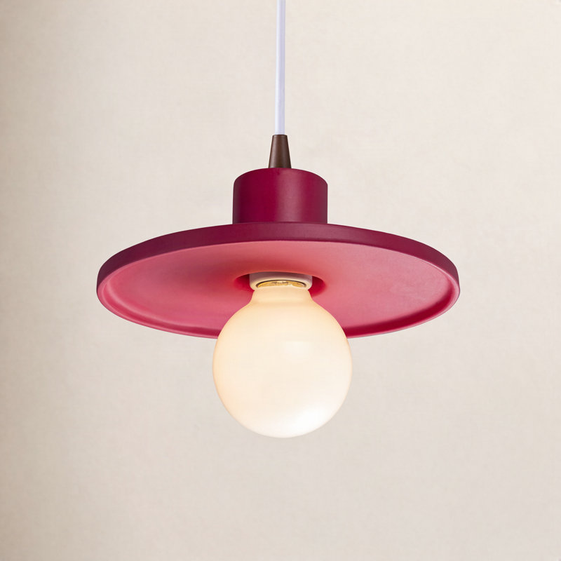 Luminaire suspendu simple Leni, Cerise / laiton antique, Bronze foncé