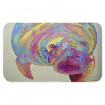 Tapis de sol anti-fatigue à motif de lamantins chromatique, design par Jennifer Seeley, 30 po x 18 po