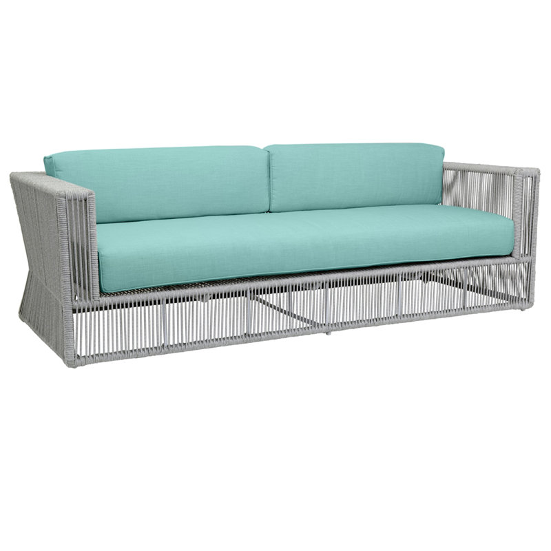 Canapé Miami avec coussins en frêne Echo, Dupione Celeste Sunbrella®