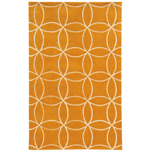 Tapis jaune en laine touffeté à la main Optic