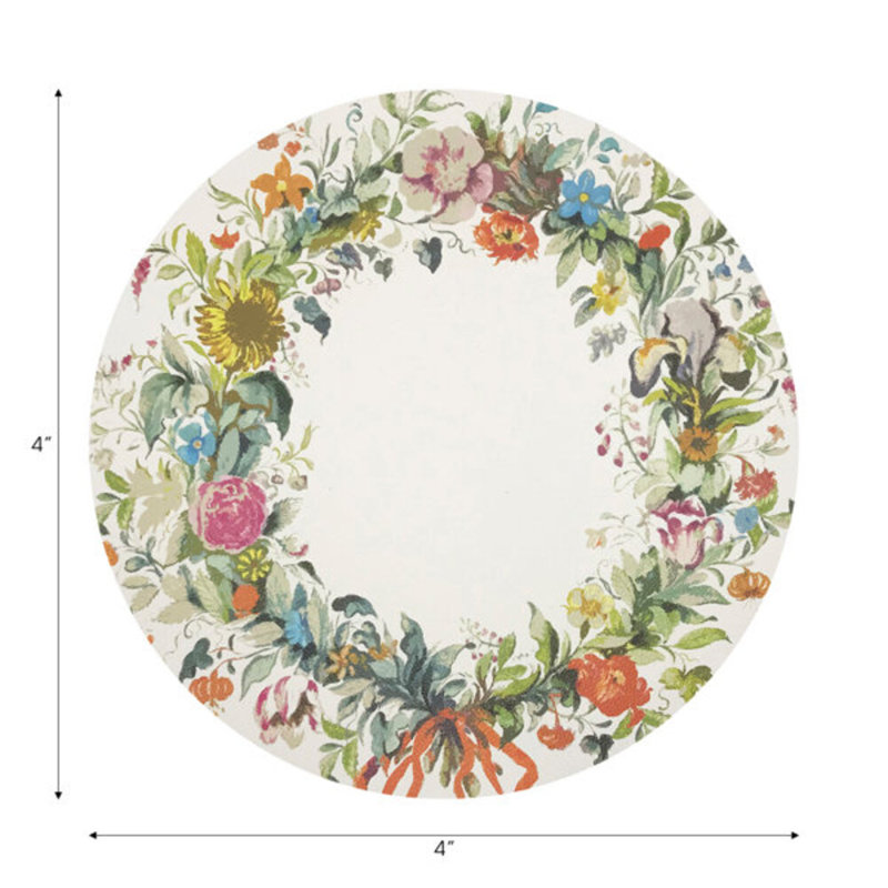 Sous-verres ronds en cuir avec couronne, Doré