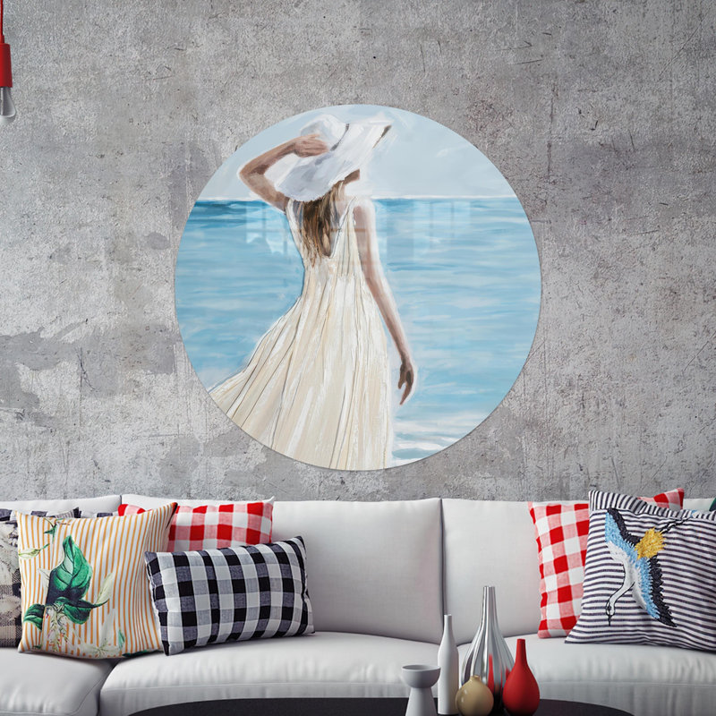 Art mural moderne en verre blanc avec une robe de dame contemporaine idéale pour la décoration des fêtes