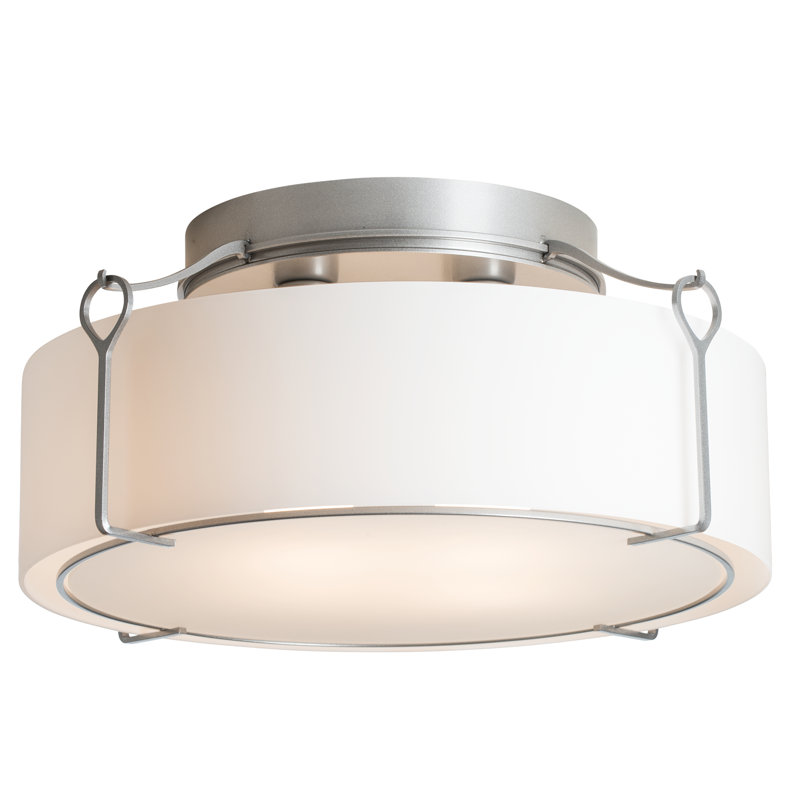 Bow 1 - Light Semi Flush Mount, Opal White, Vintage Platinum