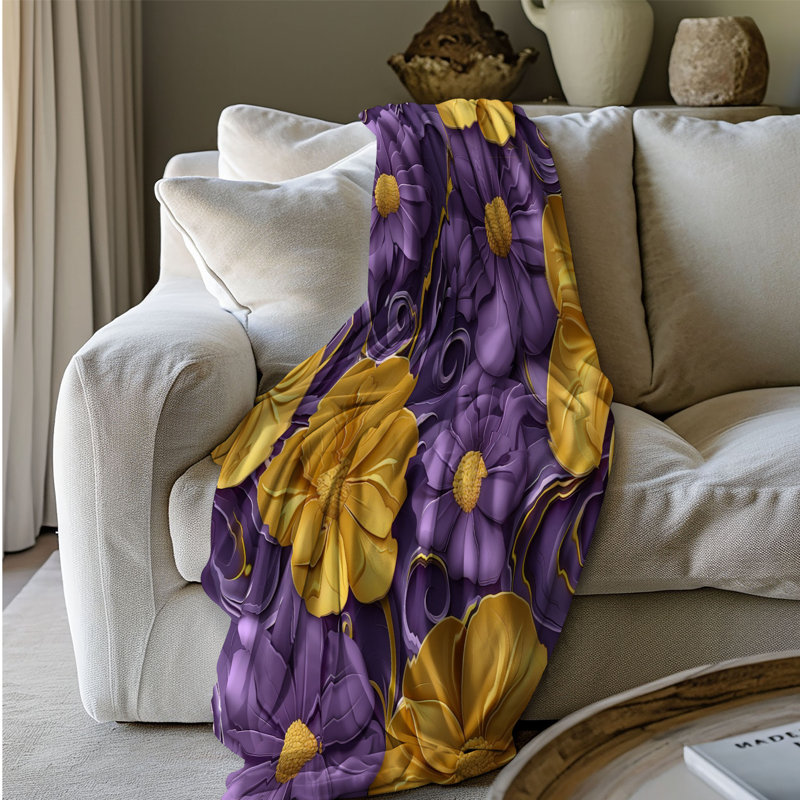 Jeté en sherpa Buttercup Violet Bouquet - 1 pièce, L 60 po x L 80 po