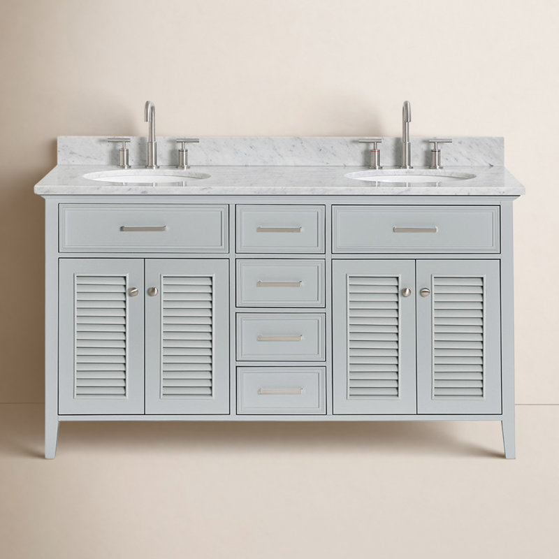Kensington 73'' W Double Vanity, Gray, 61", Oval