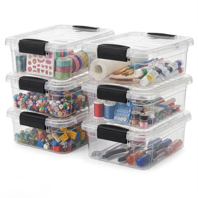 Superio 1.27 Quart Clear Plastic Storage Containers with Lids, Stackable Organizer Bins, BPA-Free Storage Boxes for Home, Office, Dorm & Classroom, 6 Pack
