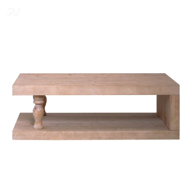 Table basse rustique avec tablette spacieuse, fabrication en bois durable pour un décor et un rangement de style campagne moderne