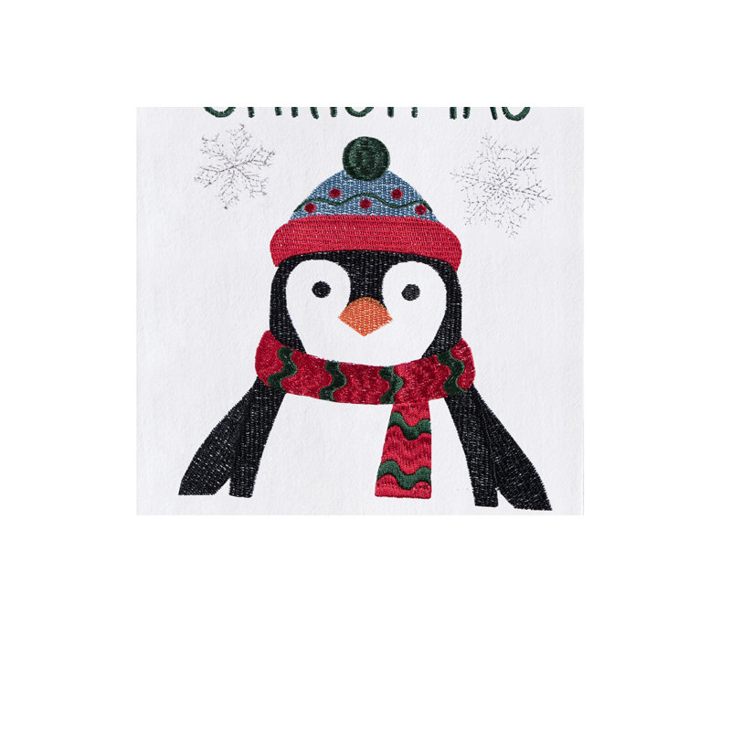 Serviette de cuisine de Noël «Have a Holly Jolly Christmas» Sentiment Penguin