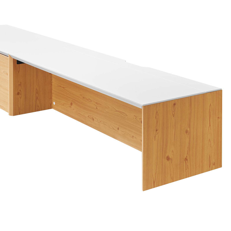 Bureau mural avec armoire et tablette Modway Kinetic, Blanc / Naturel, H 27 po x l 87 po x P 18 po