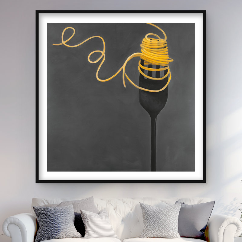 Spaghetti Pasta Around a Fork - Contemporary Framed Print