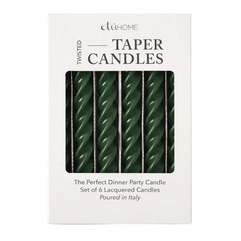 Lacquered Twisted Taper Candles, Spruce